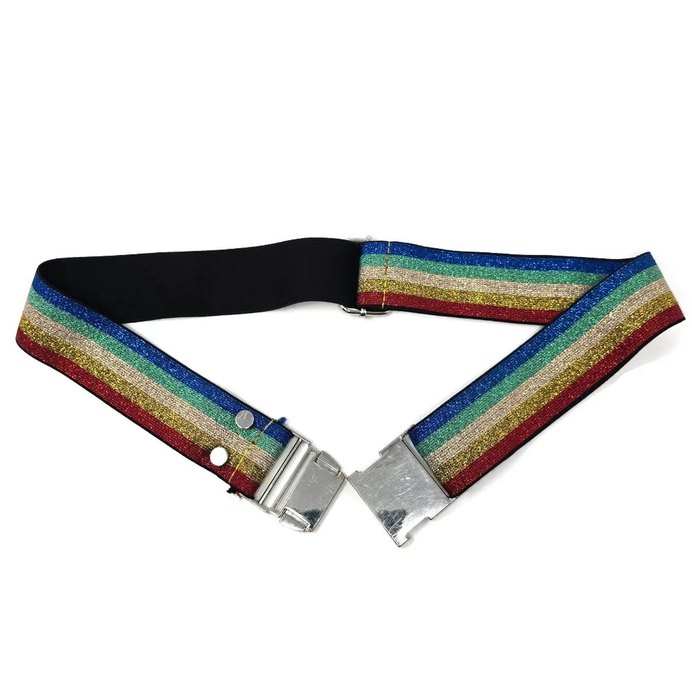 Glitter Rainbow Disco Elastic Belt Adjustable One Size